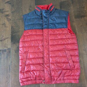 H&M Divided Men’s Puffer Vest Size M Red & Blue Colorblock – Good Condition